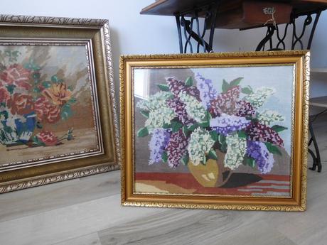 Obrazy vyšívané krížiková výšivka -v drevenom ráme, 