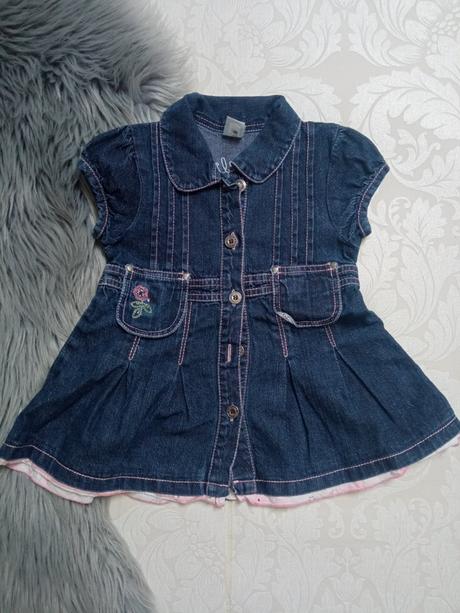 Dievčenské tmavomodré rifľové šaty (74), c&a,74