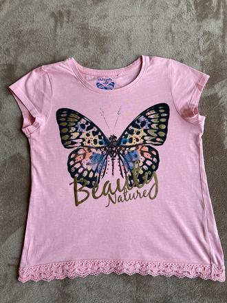 Tričko s motýľom a kamienkami, c&a,134