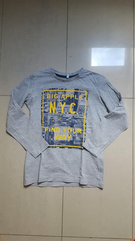 Sive tricko s dlhym rukavom, 128