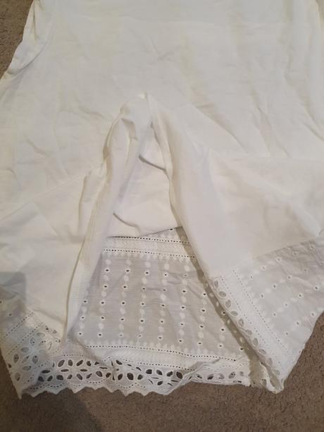 Biele tričko l s madeirou, h&m,l