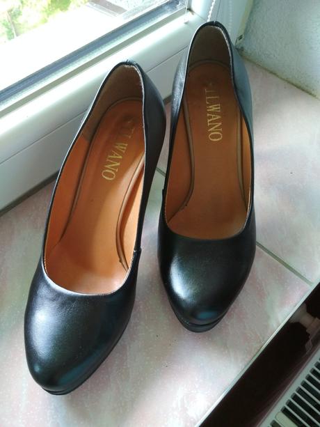 Čierne kožené lodičky, 38