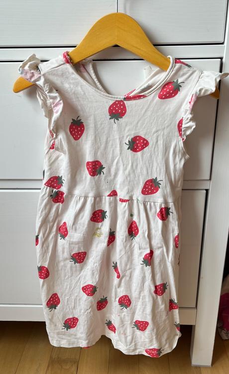 2 bavlnené šaty, žlté a jahodové, 104, h&m,104