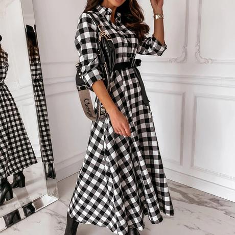Koselove saty midi big plaid, l / m