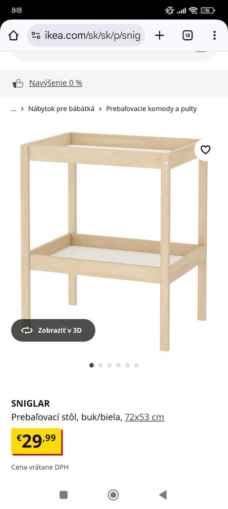 Postieľka, prebaľovací pult, vanička, nočník, šírka (cm): 60,dĺžka (cm): 120