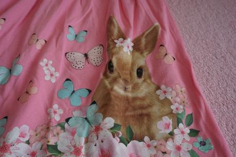 Ružové šaty so zajačikom, h&m,134