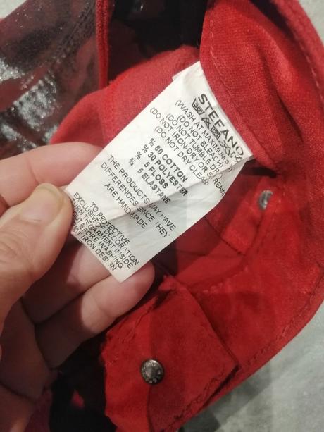 Luxus červené jeans stefano v40, jeans v30, 40