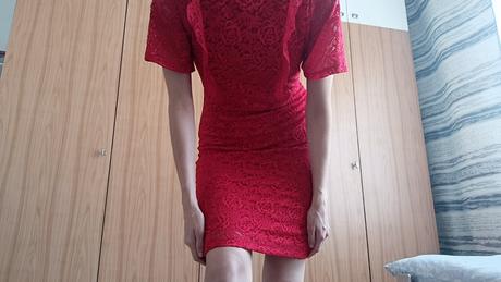 Dámske čipkované červené šaty, veľ. s, f&f,36