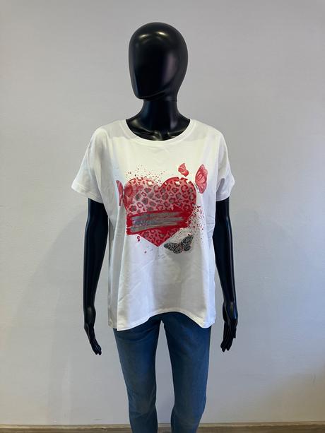Dámske tričko vzor srdiečko a motýle (uni), l / m / s / xl