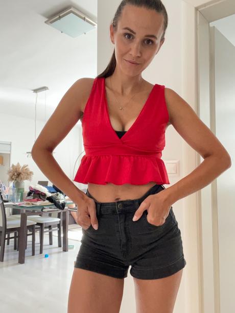 Letny sexy červený top s, s