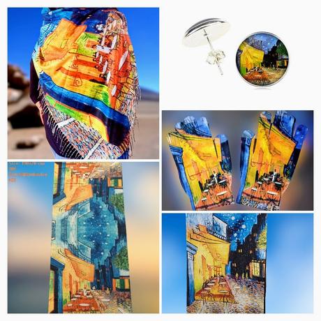 Luxusný kašmírový vincent van gogh - café terrace,