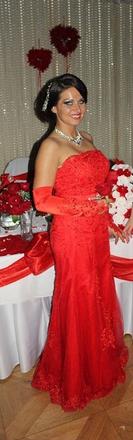 Satenove spolocenske rukavice s krajkou, m