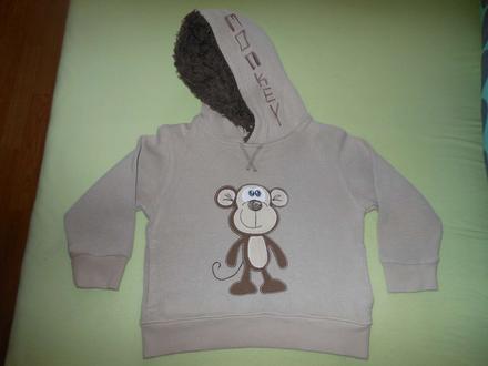 Opičková mikinka s chlpatkovou kapuckou next 98, next,98