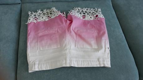 Ombré riflové kraťasy s krajkou, s