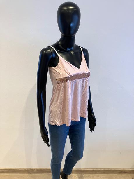 Dámsky ružový top s flitrami amisu (s), amisu,s