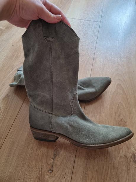 Sivé kožené prechodné čižmy, 36