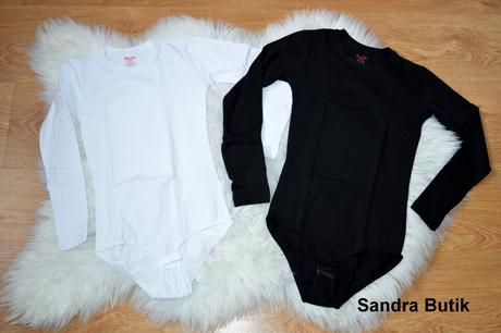 Detské bavlnené body biele a čierne, 92 - 140