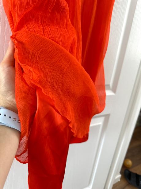 Oranžovo-červené hodvábne šaty, m