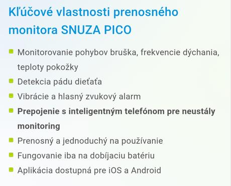 Snuza smart monitor pohybu pico, snuza