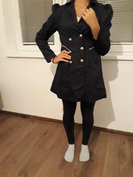 Dámsky čierny kabát, m