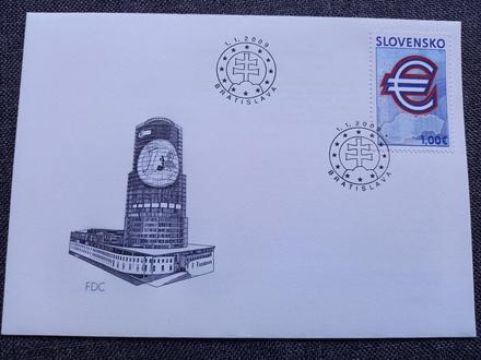 Pamätná prvá eurová známka obálka,