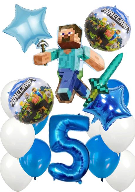 Balóny minecraft- steve 85cm aj meč- až 15/16/17ks,