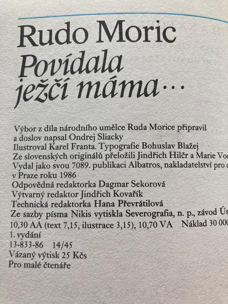 Povídala ježčí máma...rudo moric (1986), 