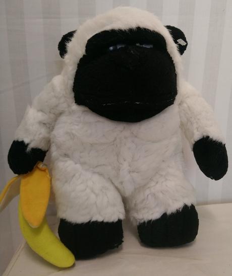 Plyšová bielo čierna opica s banáno mac toys 23 cm,