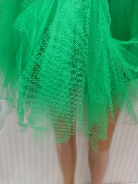 Dámska zelená asymetrická tylová sukňa, xs, s, m,, m / s / xs