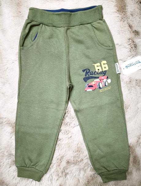 Detské bavlnené tepláky zelené s formulou, 74 - 170