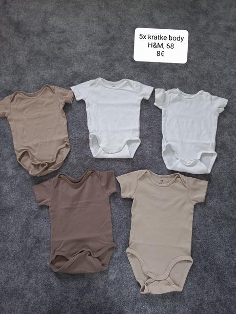 5x kratke body, h&m, 68, h&m,68