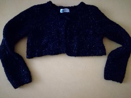 Čierne hrubšie bolerko s lesklou niťou, h&m,122