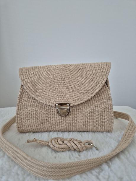 Handmade béžová kabelka 2 v 1,