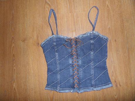 Rifľový top na ramienka, denim,m
