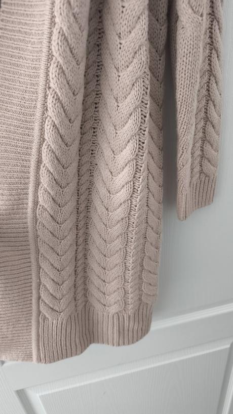 Dlhý vlnený pudrovoružový sveter cardigan veľ.s, reserved,s