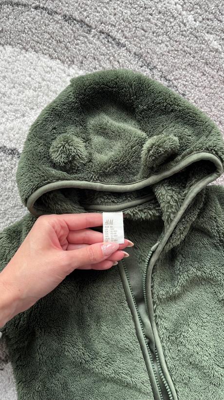 Plyšová bundička s uškami, h&m,86