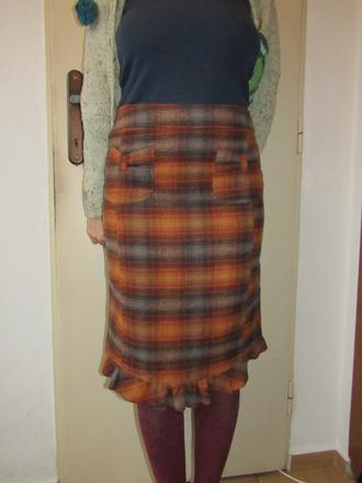 Elegantná vlnená károvaná sukienka, m