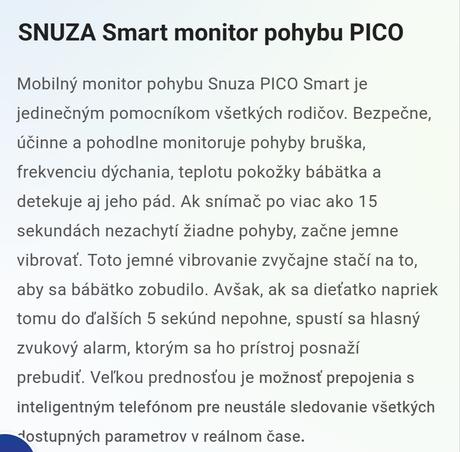 Snuza smart monitor pohybu pico, snuza