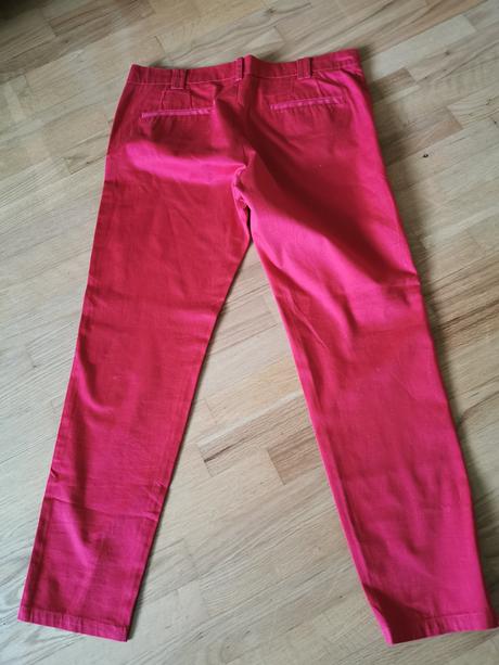 Červené saténové nohavice, mango,l