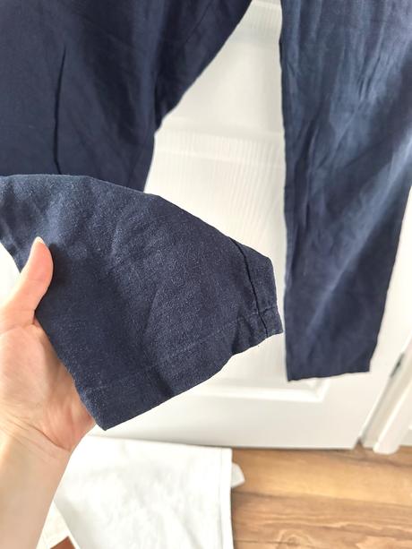 Ľanové nohavice v námorníckej farbe, 36