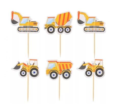 Tortový zápich pracovné autá (6ks) - skladom,