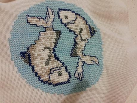 Výšivka rybiciek na zaramovanie,