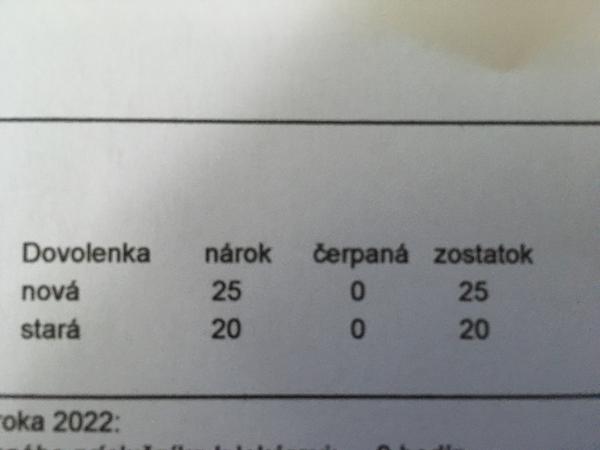 Počet dní dovolenky