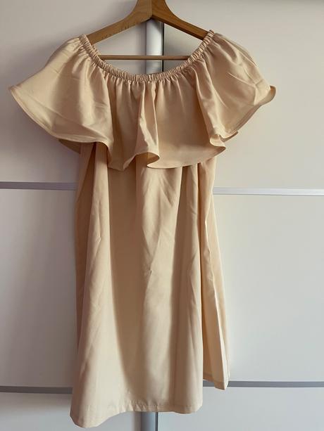 Voľné béžové asos šaty na ramená xs/s, s