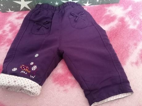 Fialové zateplene nohavice, 56
