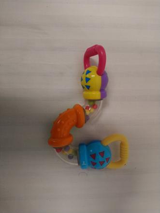 Hrkálka - hryzátko zig zag oranžovo zelená, 21 cm, 