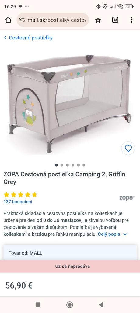Zopa cestovná postieľka plus matrac, šírka (cm): 60,dĺžka (cm): 120