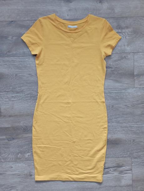 Sýtožlté tričkové šaty 34/36, xs