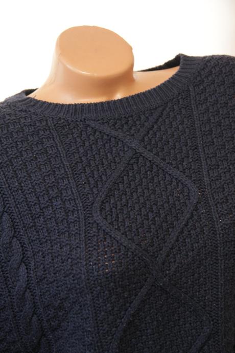 Tmavo modrý pletený sveter, l, l