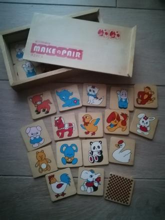 Drevené pexeso zvieratá mix v drevenej krabičke,